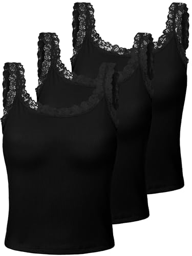 Sintege 3 Pcs Women's Lace Patchwork Tank Top Lace Camisole Tank